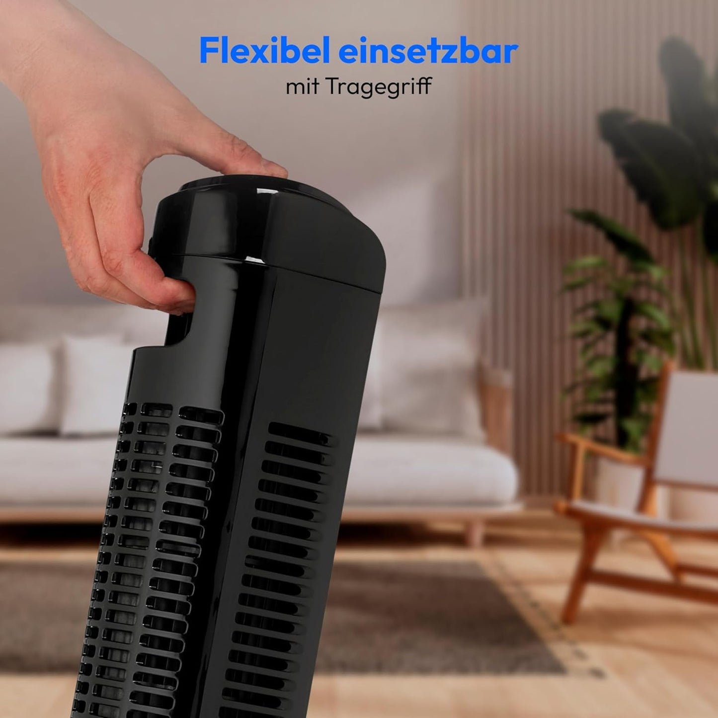 E11 TF Turmventilator mit Fernbedienung, Schwarz