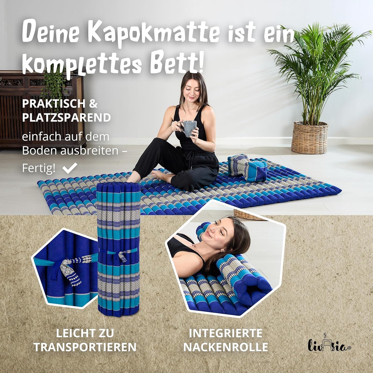 Rollmatratze 200x110 cm, L (200 x 110 cm) Blau