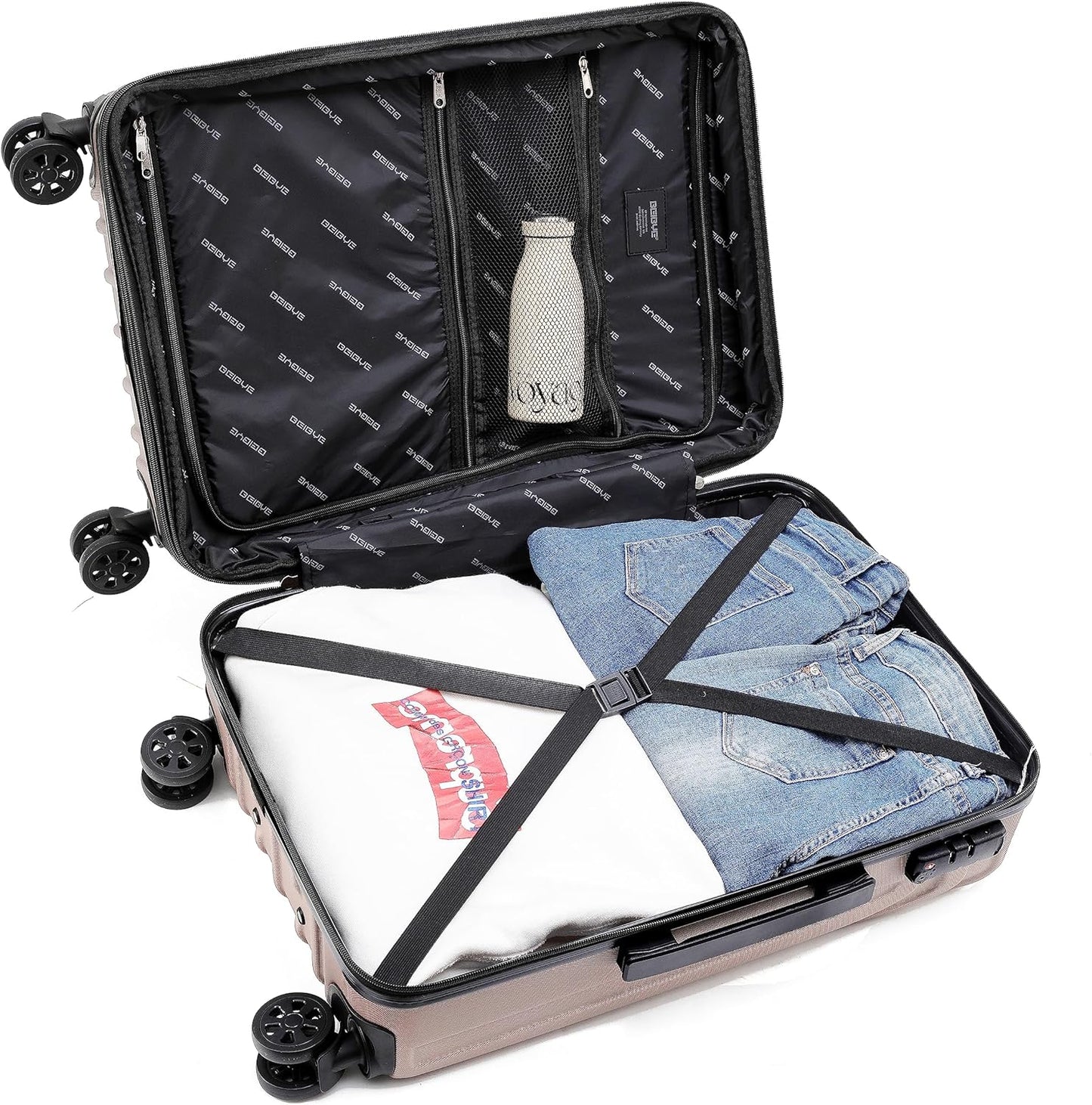 Rollkoffer mit TSA-Schloss, Champagner 55 cm