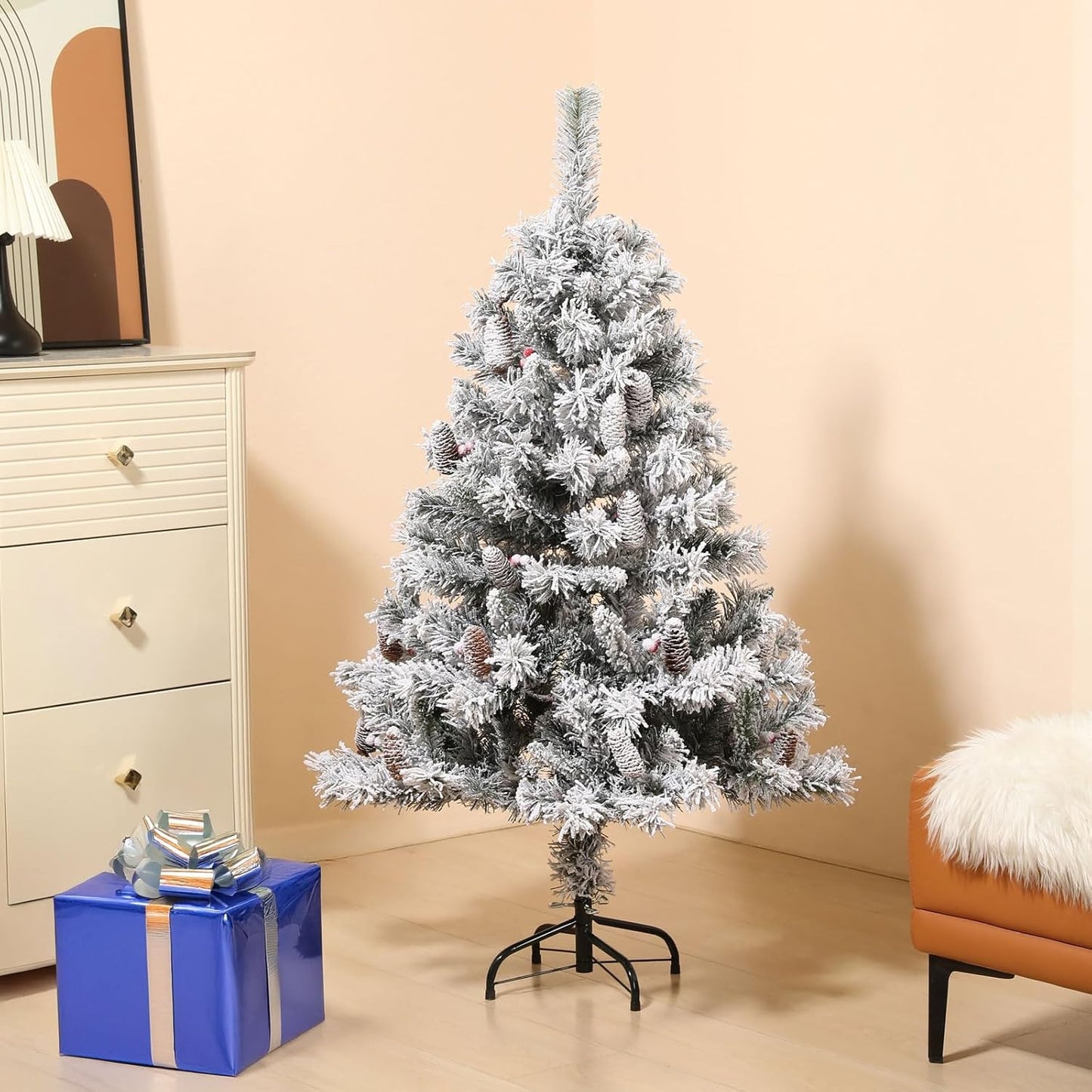 Künstlicher Weihnachtsbaum mit Klappsystem, Schnee-weiss, 150 cm