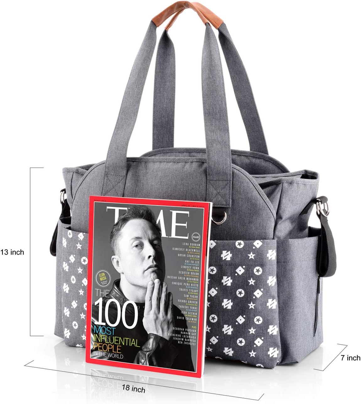 Reise-Wickeltasche mit Kinderwagenriemen (12 Taschen), Dunkelgrau