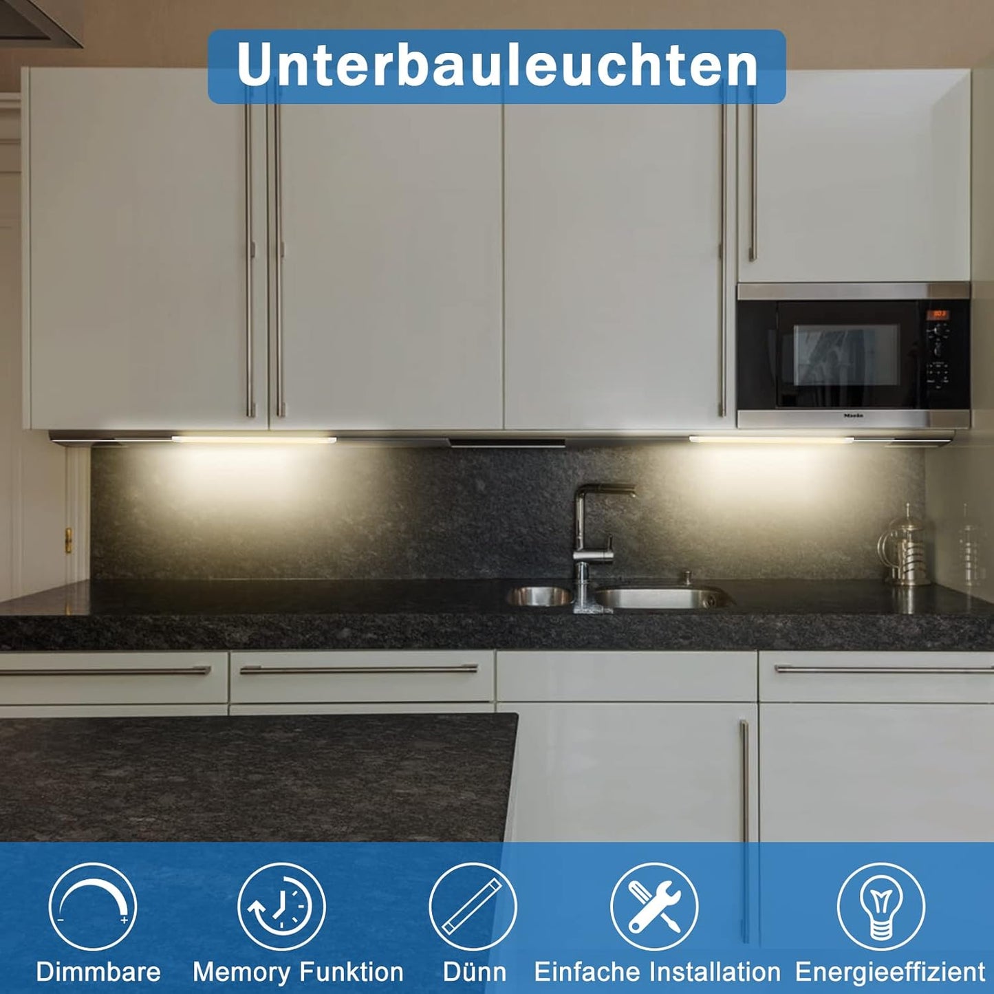 6 Stück Unterbauleuchte mit Schalter, 2700k Warmweiss