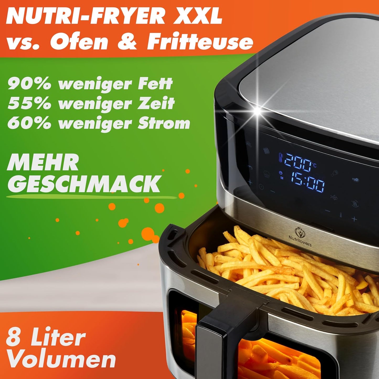 Heissluftfritteuse, Schwarz /Silber