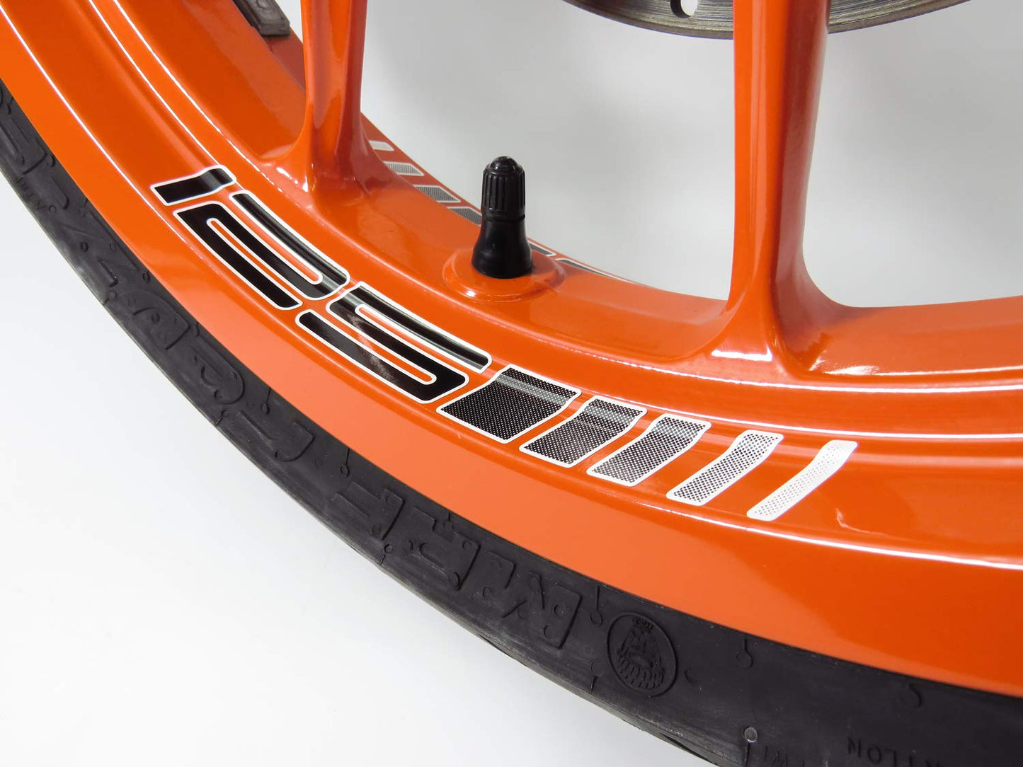 Felgenbett Aufkleber für KTM 125 Duke, 125 Duke - schwarz / weiß