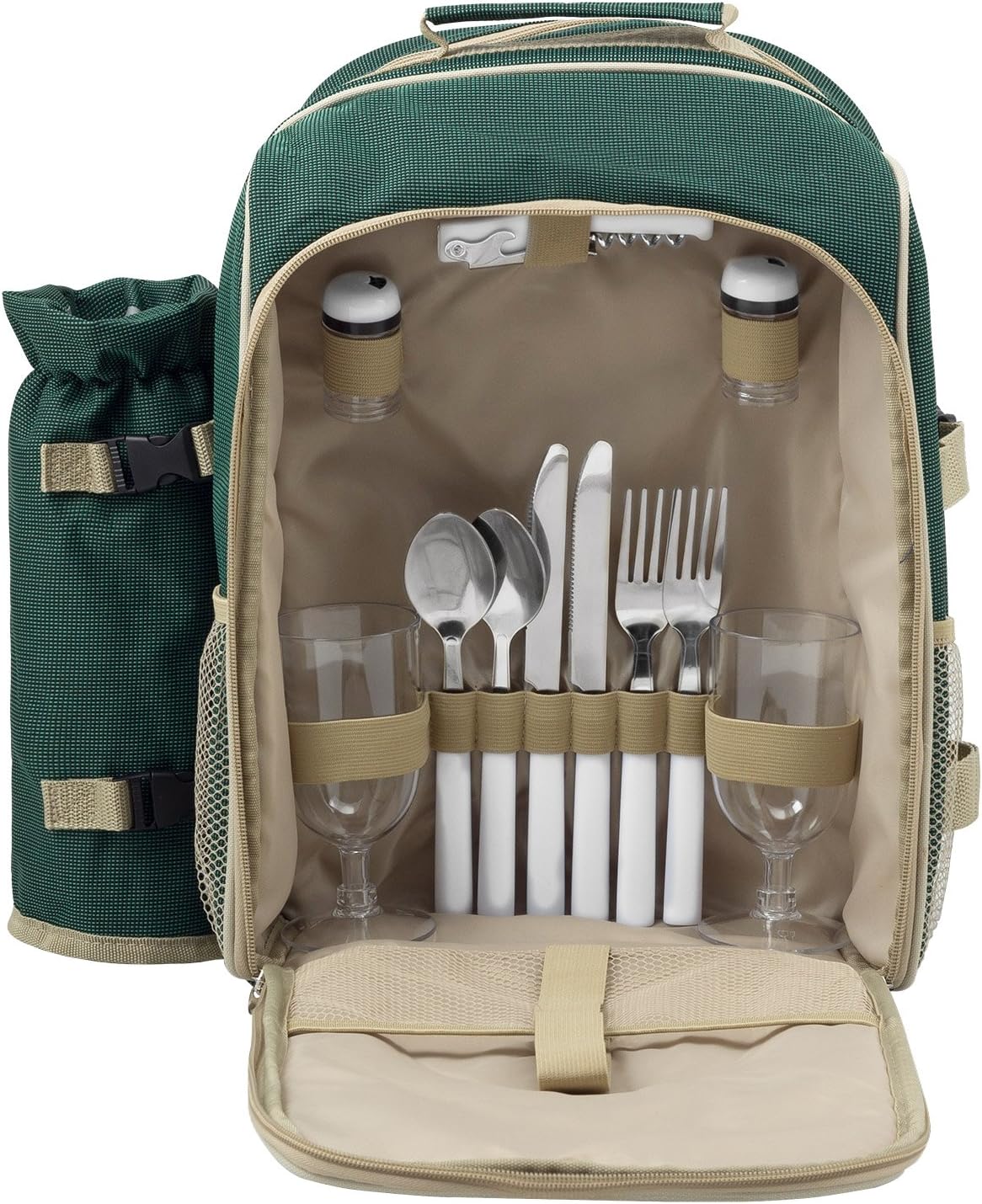 11-teiliges Picknickrucksack-Set mit Decke, Grün Set