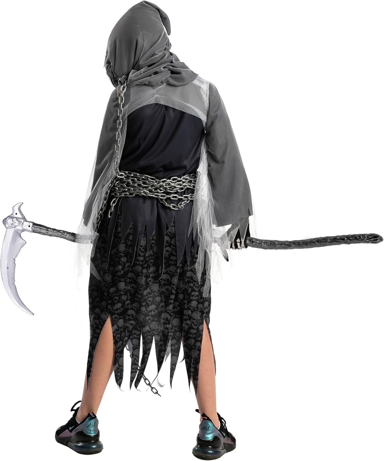 Soul Taker Sensenmann-Kostüm mit leuchtenden Augen, Large (10 - 12 Jahre)