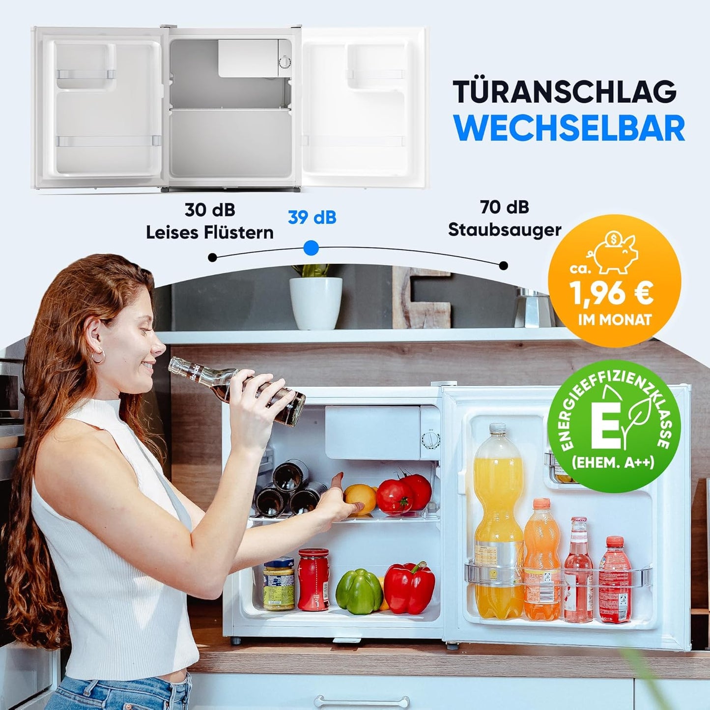 Mini Kühlschrank mit Abtauautomatik und Schloss, Weiss