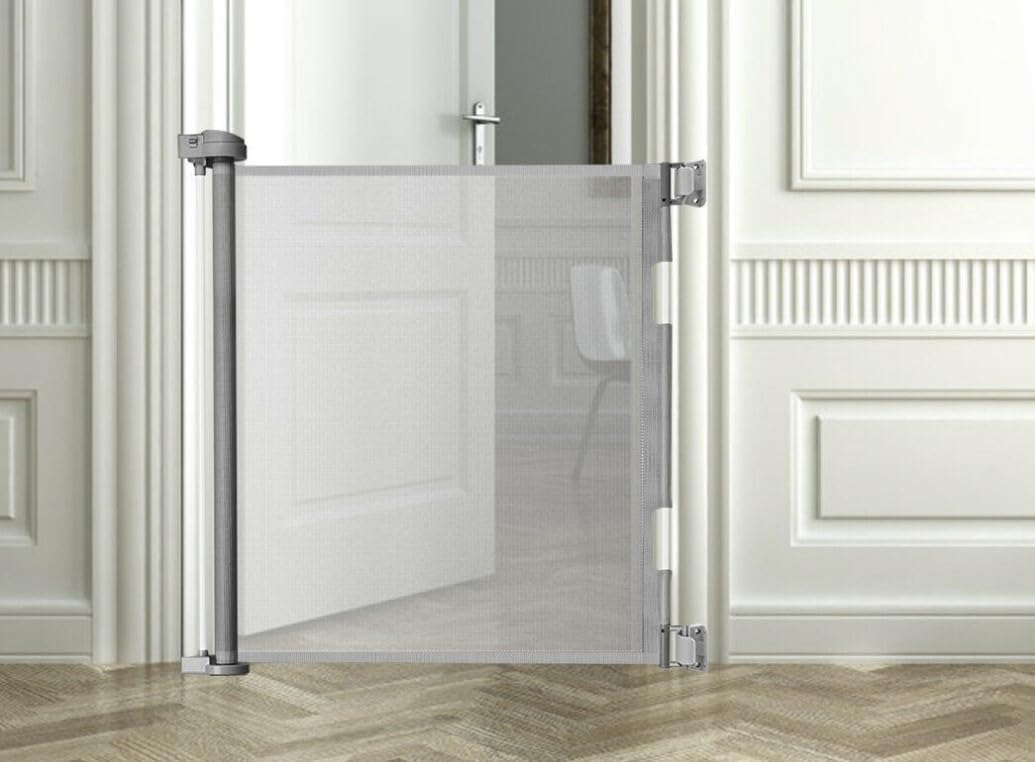 Ausziehbares Treppenschutzgitter bis 140 cm, Grau, 140cm