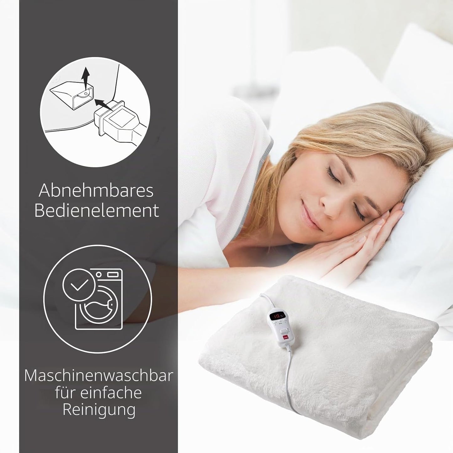 Heizdecke mit Fernbedienung und Timer, 160 x 120 cm Creme