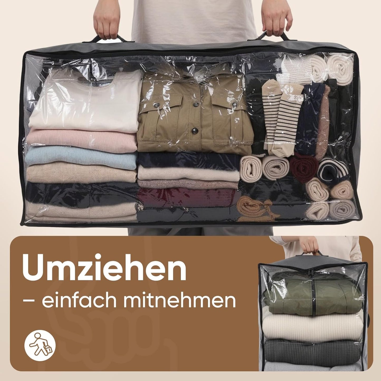 Unterbett Aufbewahrungstaschen-Set, 75L (L100 x B50 x H15 cm für Unterbett ) 4