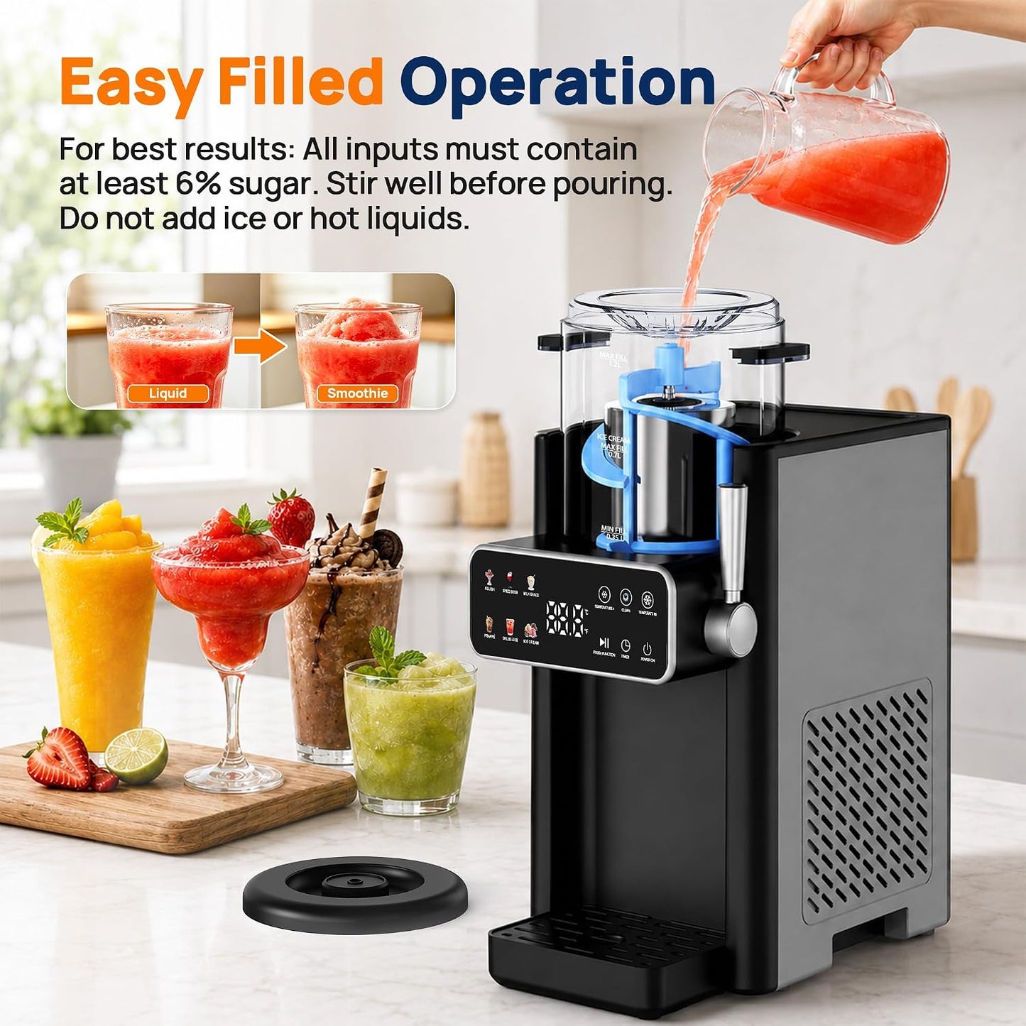 Slushie Maschine SBL-2506 mit Vorwahltimer & 6 Voreinstellungen, Black
