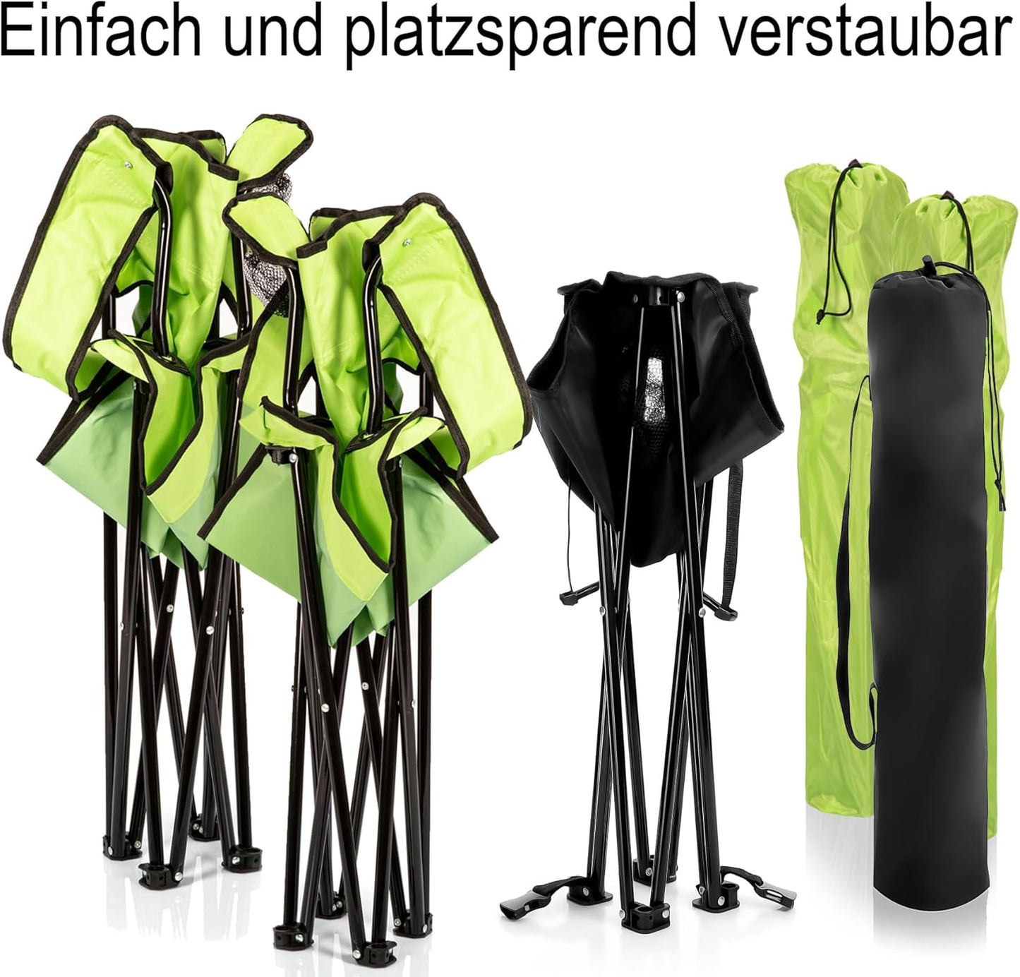Faltbarer Campingtisch mit Stühlen, Neon Grün