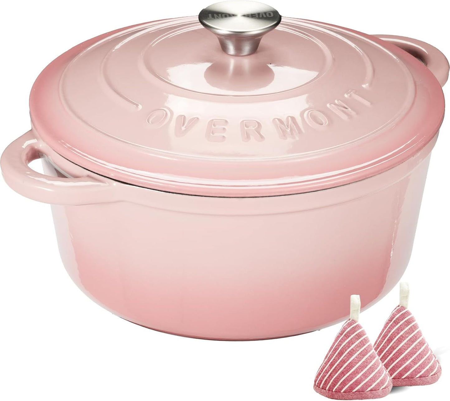 Schmortopf mit Deckel, Topflappen und Topfuntersetzer, 28cm-6.6L Rosa