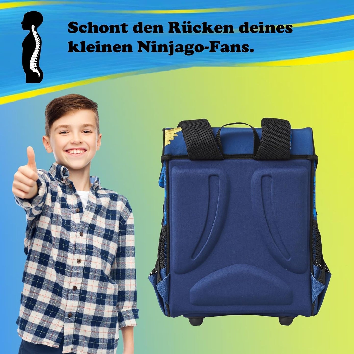 Ninjago Schulranzen-Set, Blau 6-teiliges Set mit Federmappe