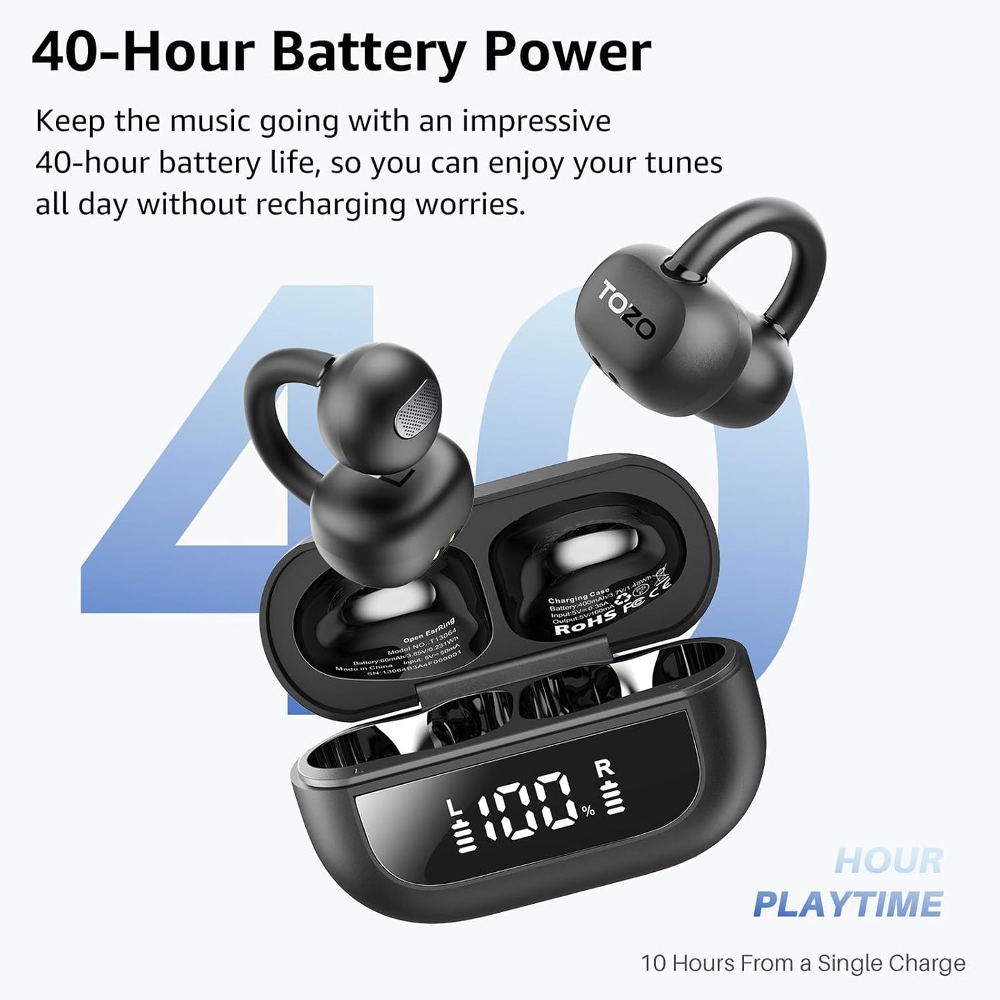 Kabellose Bluetooth 5.4-Kopfhörer mit personalisierbarem EQs, Dunkel Schwarz