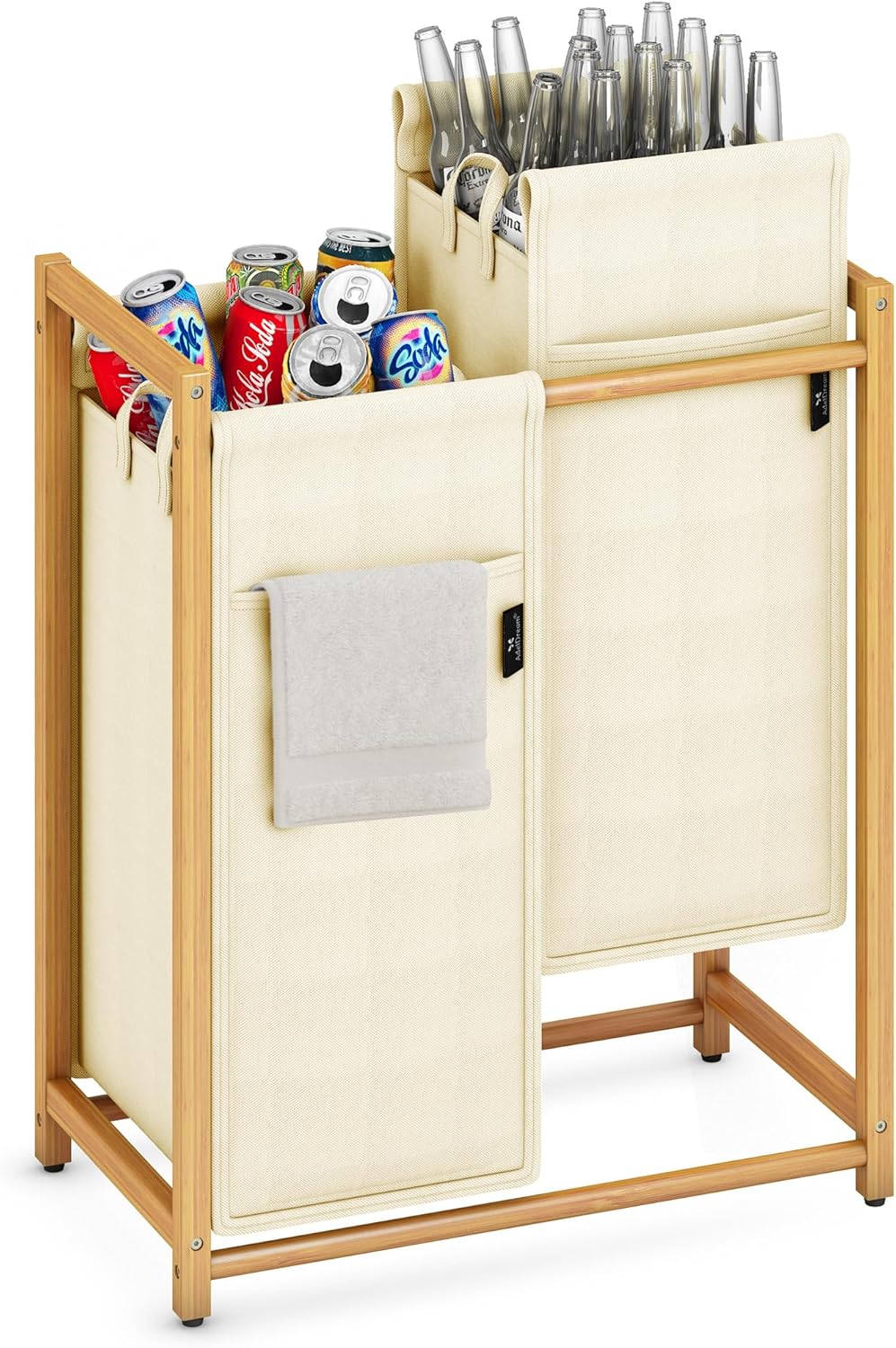 Pfandflaschen Sammelbehälter 100L, 2 Fächer, 100l Beige