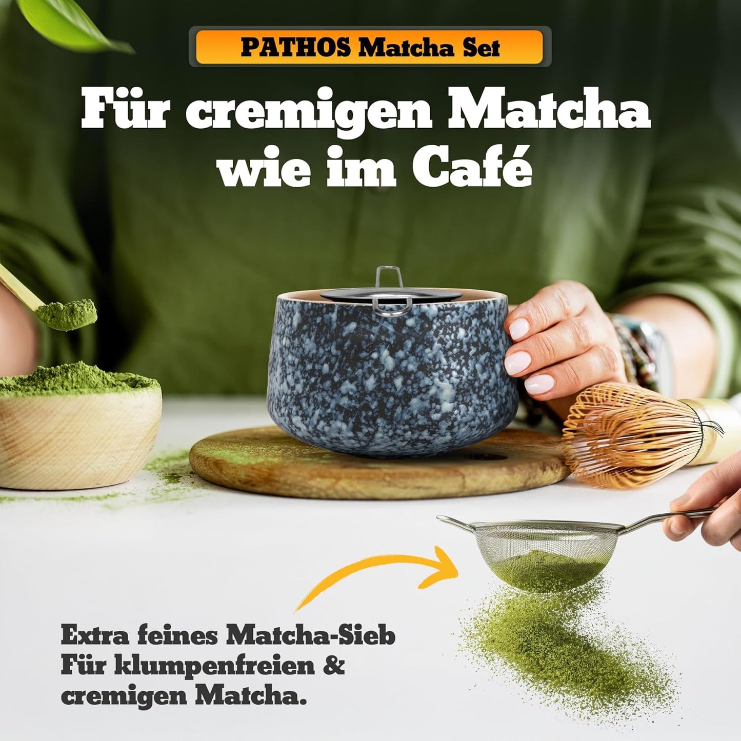 4-teiliges Matcha-Tee-Set, Schwarz