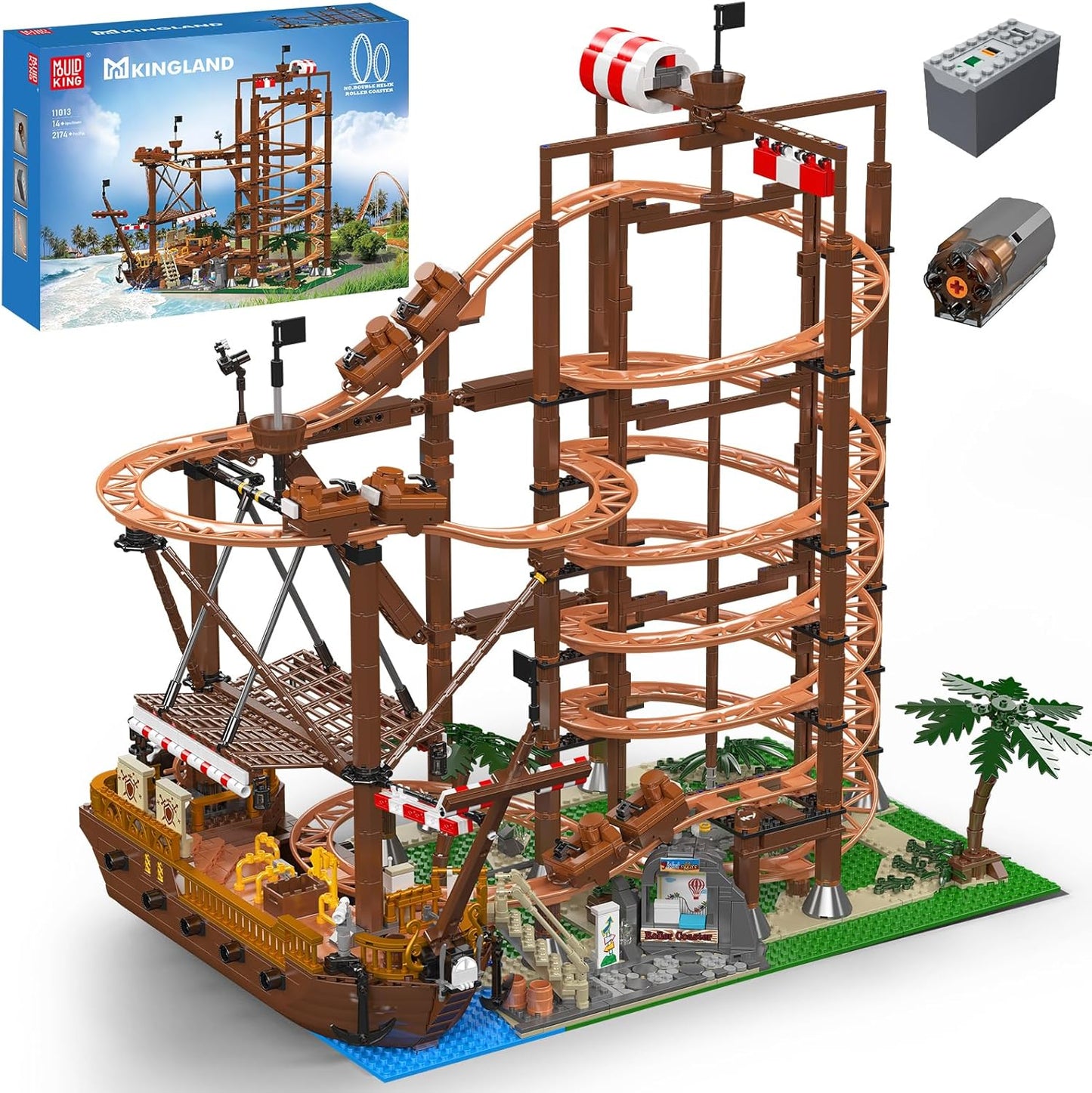11013 MOC Double Helix Roller Coaster - Pirate Ship Themed, Achterbahn