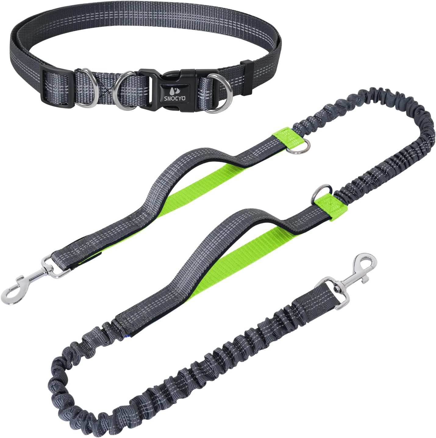 Reflektierende Joggingleine, Für einen Hund Grau & Hellgrün