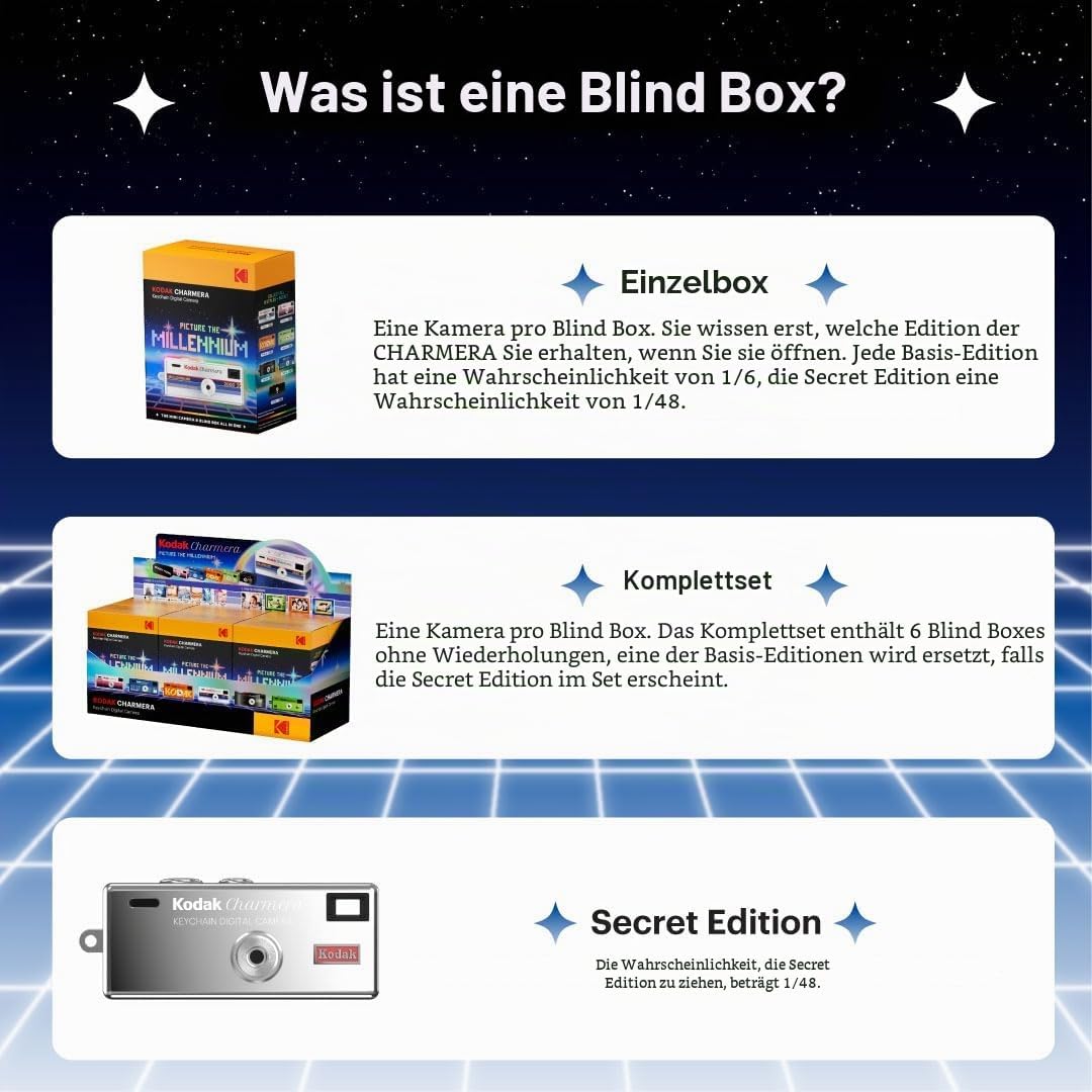Charmera Schlüsselanhänger Digitalkamera Blind Box-Set, 6-teilig, Ganzes Set