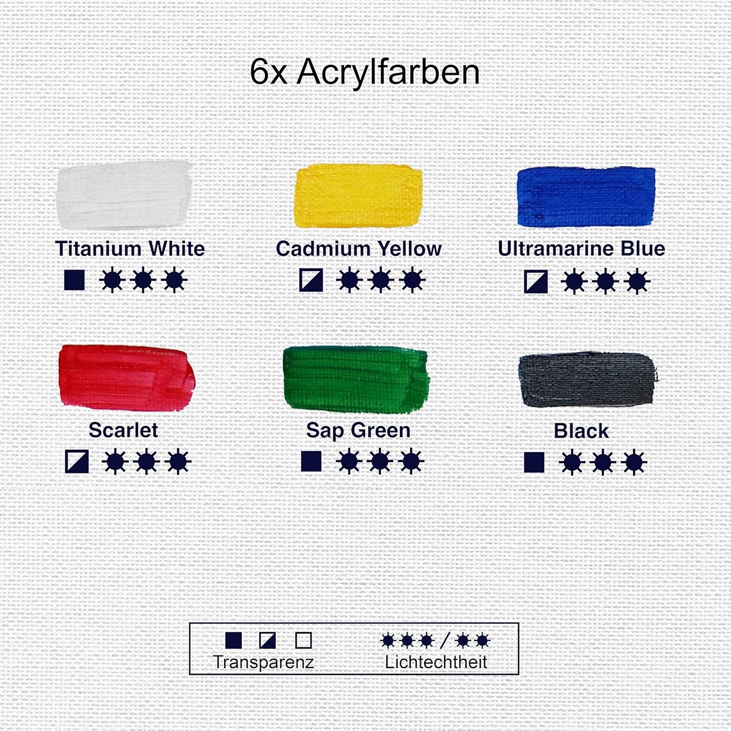 6er-Set Acrylfarben, schnelltrocknend, wasserfest, 500 ml (6er Pack) mehrfarbig