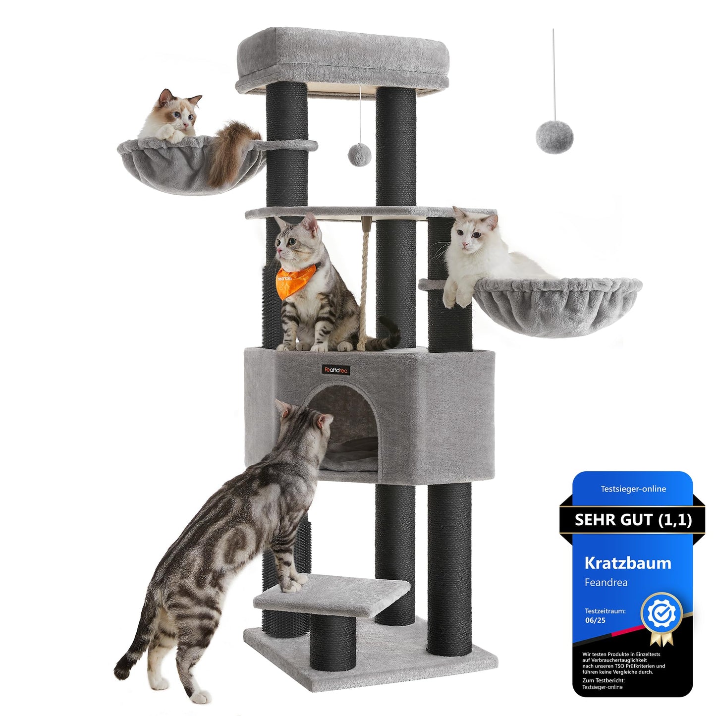 Kratzbaum, taubengrau + schwarz