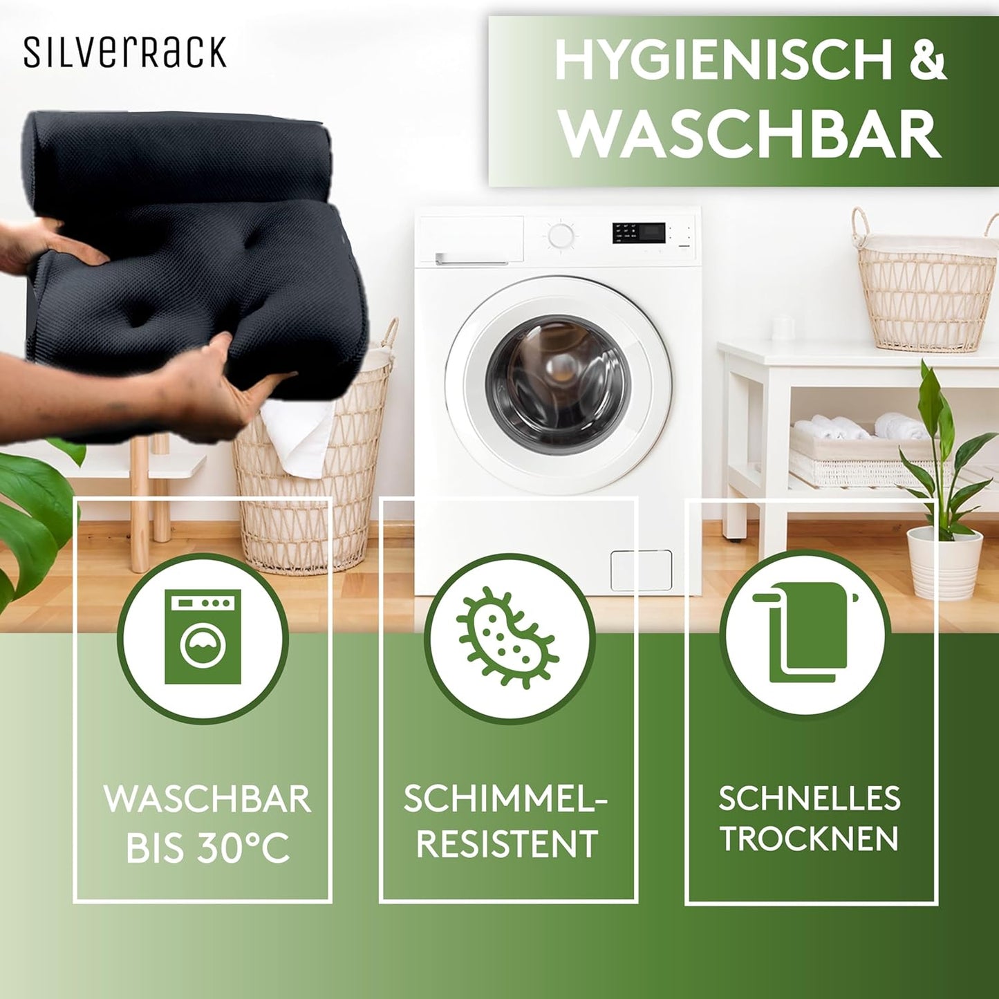 Nackenkissen für Badewanne - Geschenkidee Weihnachten, 3D Schwarz