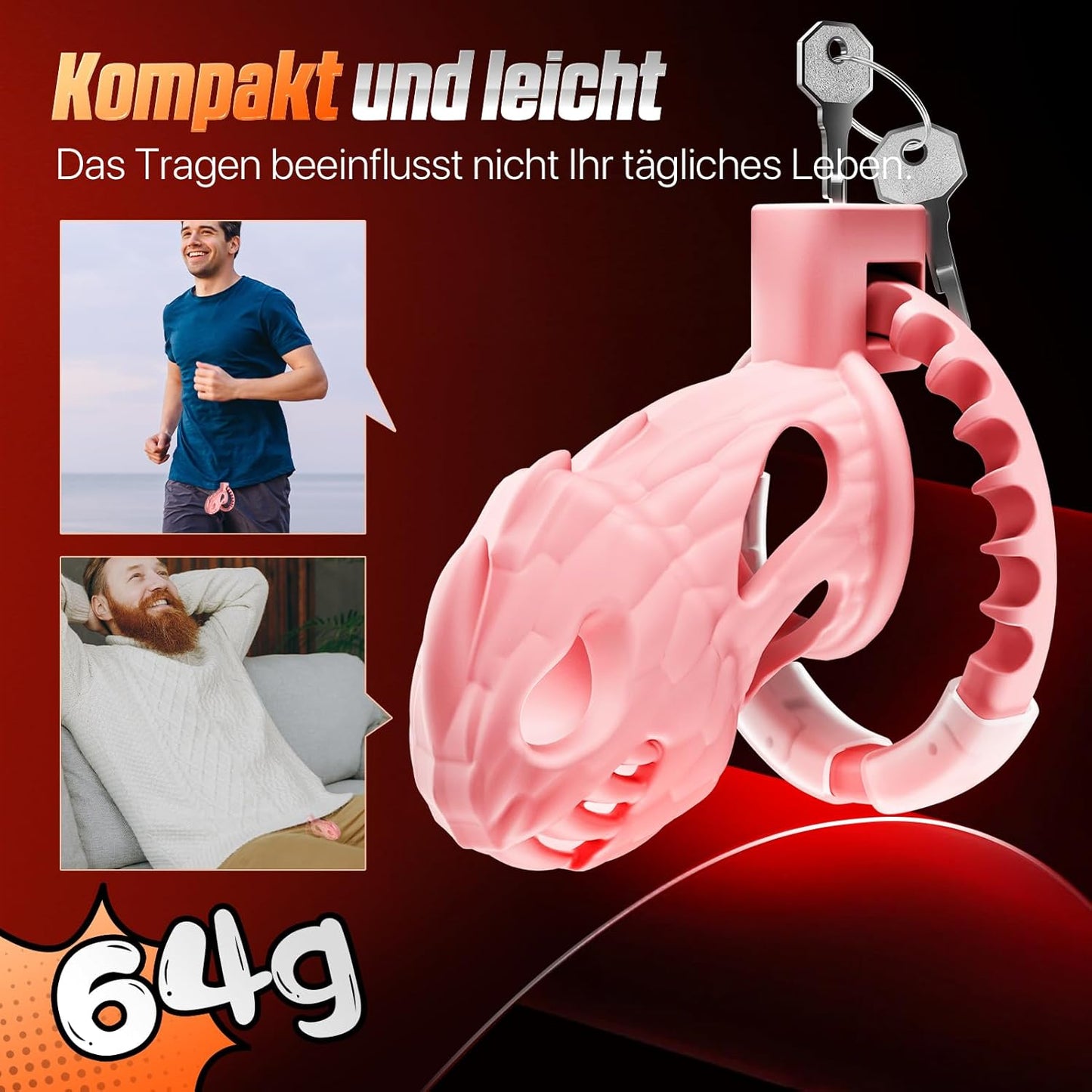 Chastity Cage für Männer mit Schloss, Rosa