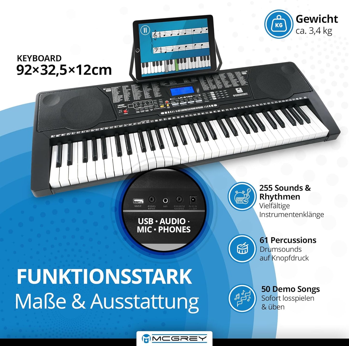 LK-6150 Keyboard Set mit Leuchttasten und Z-Ständer