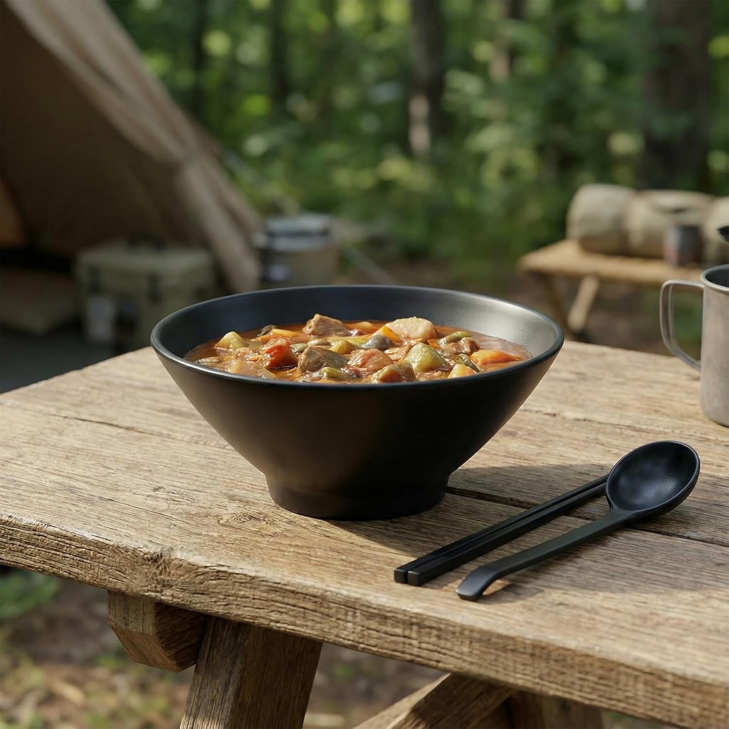 Ramen Schüssel Set mit Löffel und Essstäbchen für 2 Personen