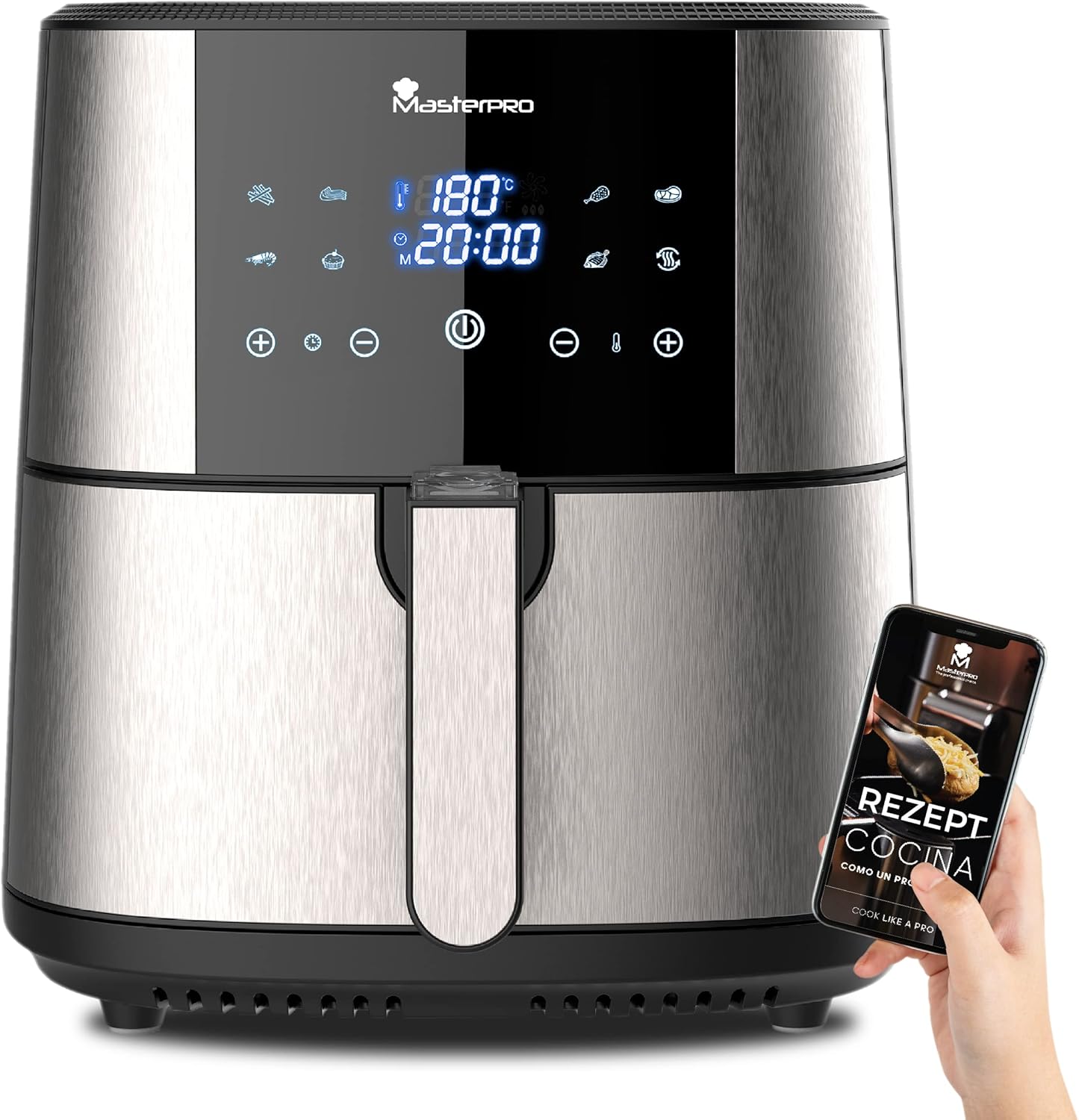Rocket 600 - Air Fryer XXL mit LED-Touchscreen, Rocket 600 - 6L Stainlesssteel