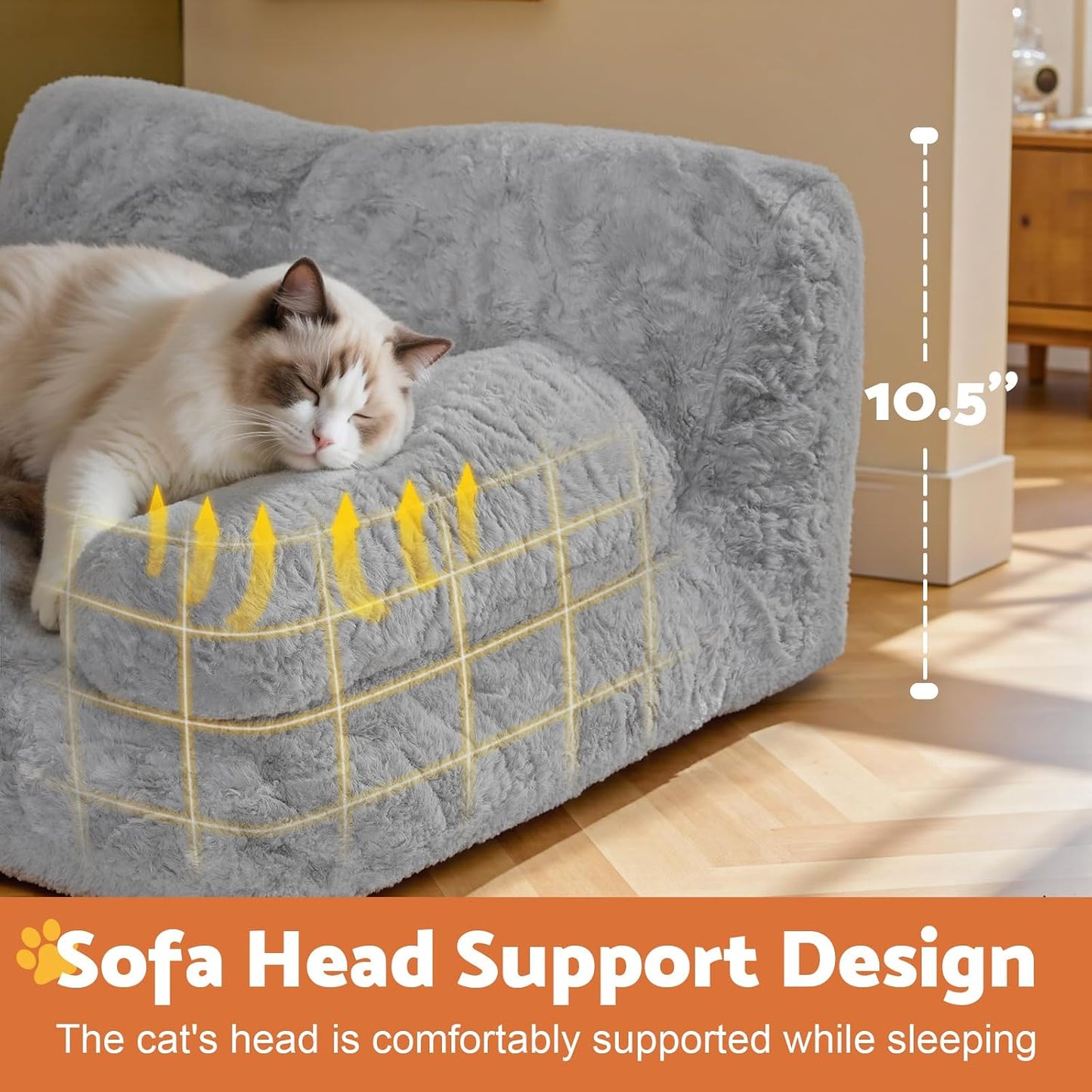 Orthopädisches Katzensofa mit abnehmbarem Bezug, Dunkelgrau 1
