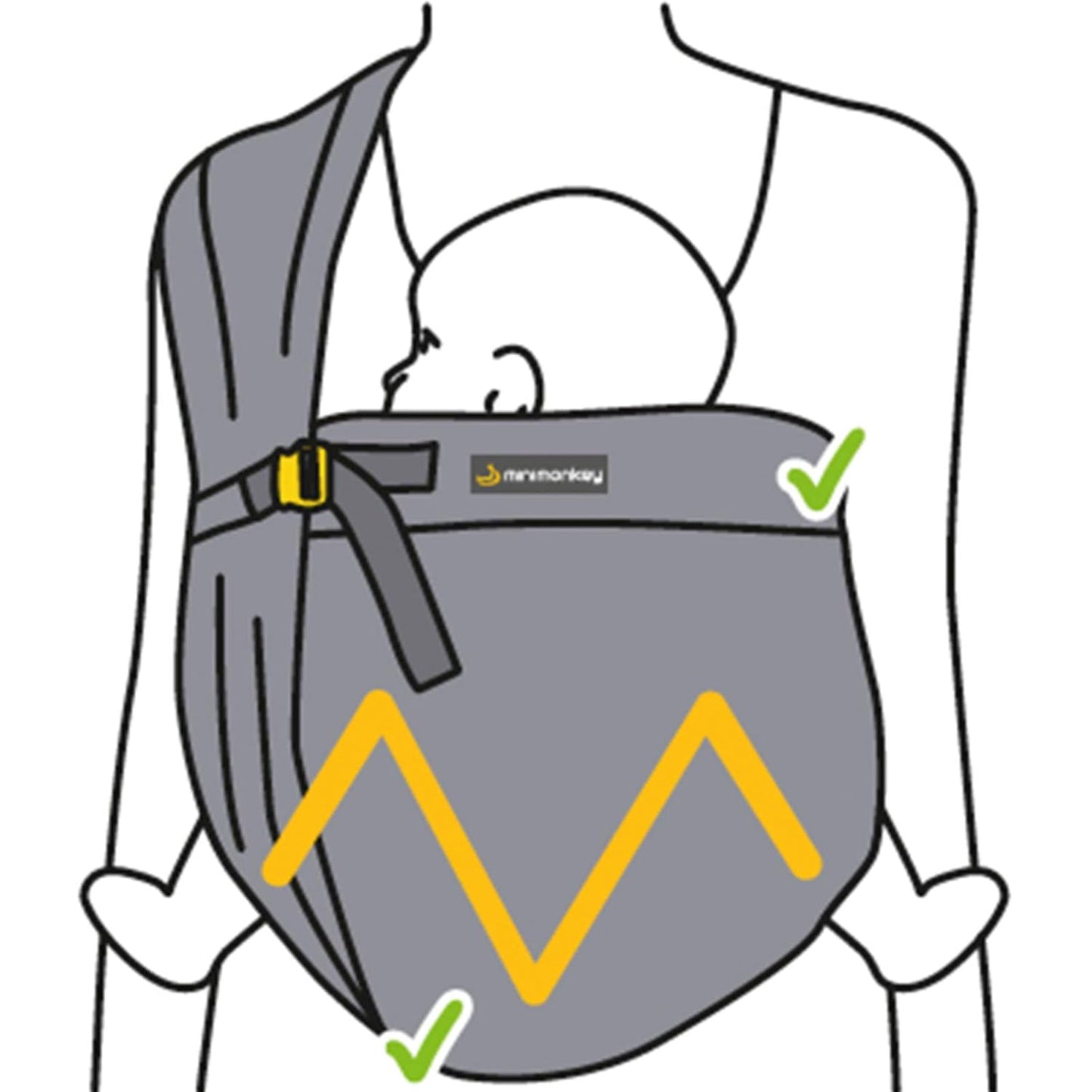 Tragetuch Mini Sling für Neugeborene (0-2 Jahre), Schwarz 1 Stück (1er Pack)