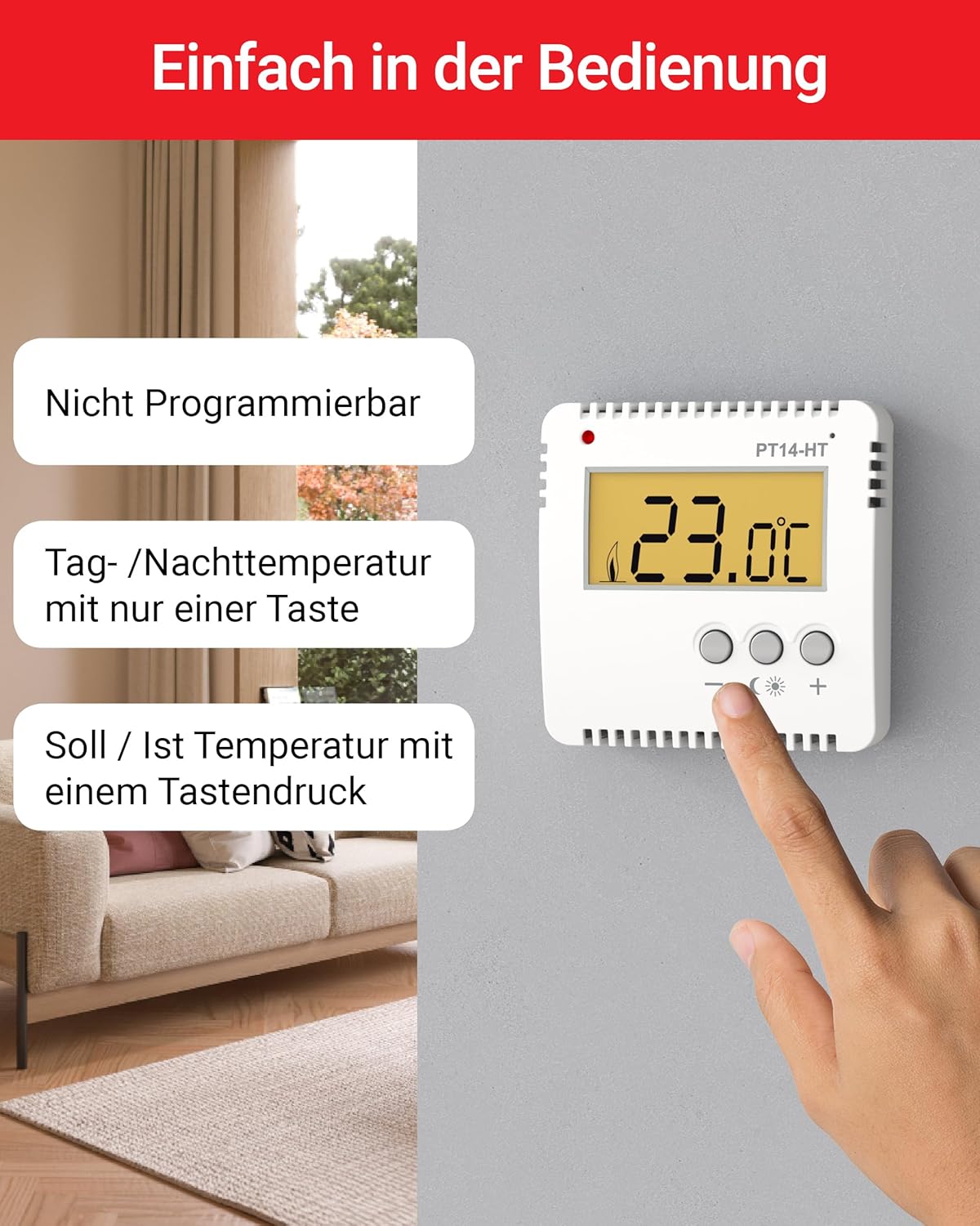 Raumthermostat PT14-HT-SEH und Stellantrieb SEH01-NC Set