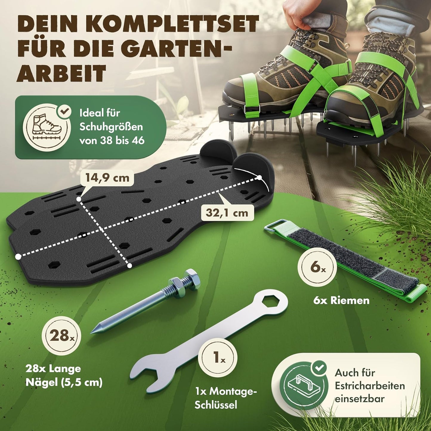 Nagelschuhe LF-RB, Klettverschluss - 1 Nagellänge