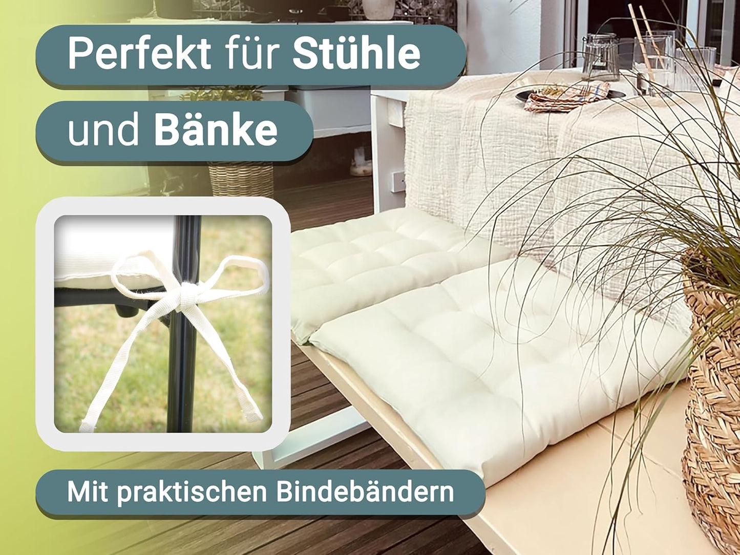Sitzkissen-Set, 4 Stück (1er Pack) Creme