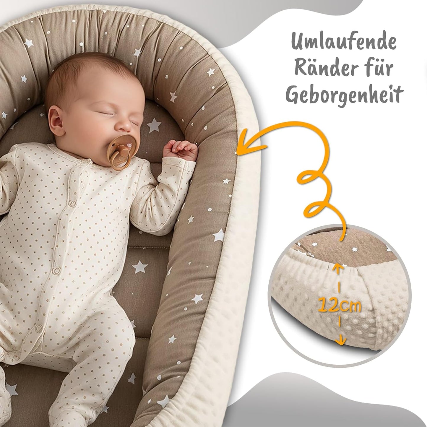 Babynestchen mit waschbarem Bezug, Teddybären 90x50 cm (1er Pack)
