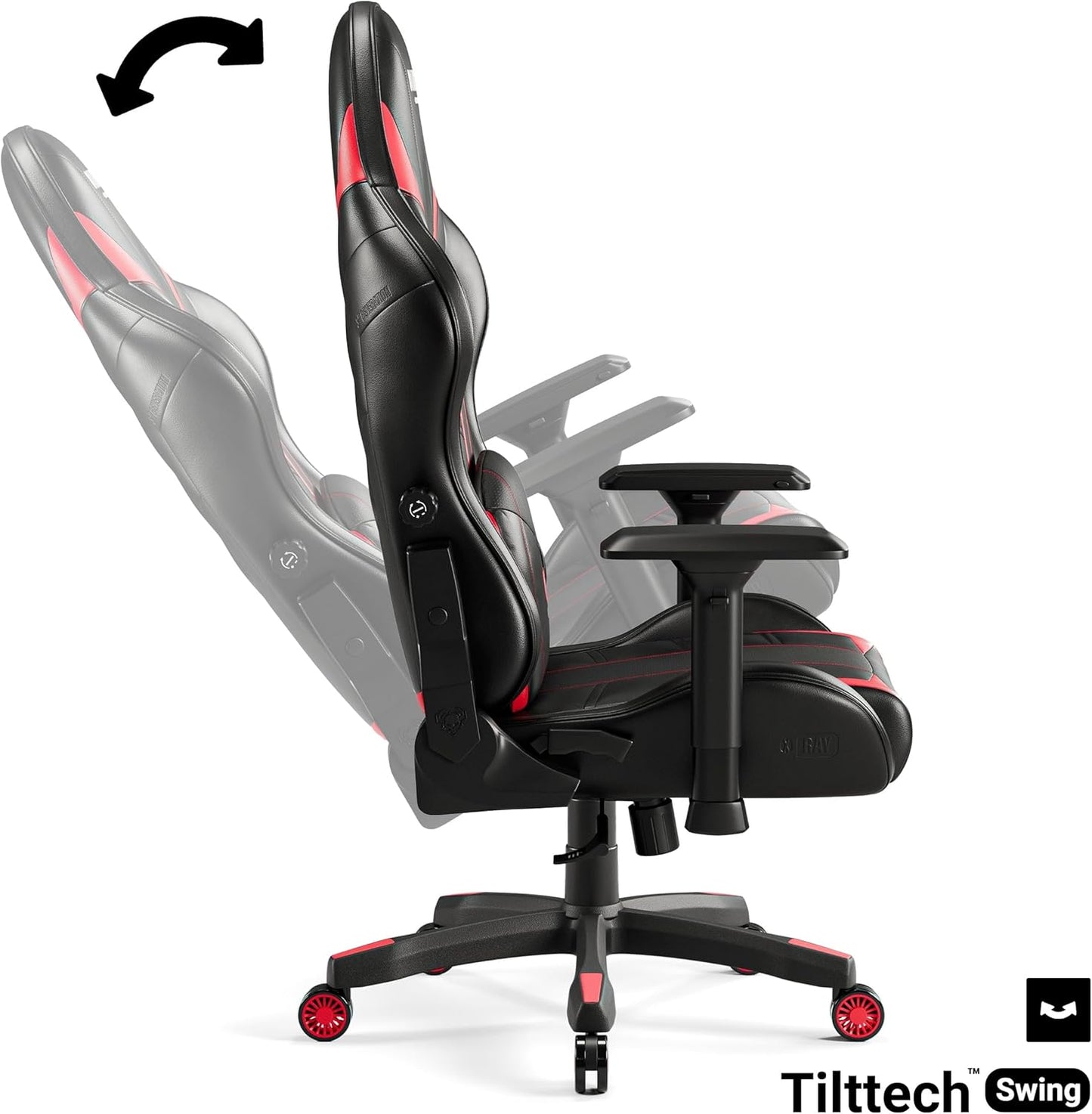 X-Ray Gaming Stuhl mit 4D-Armlehnen & Wippfunktion, Schwarz-rot Normal (L)