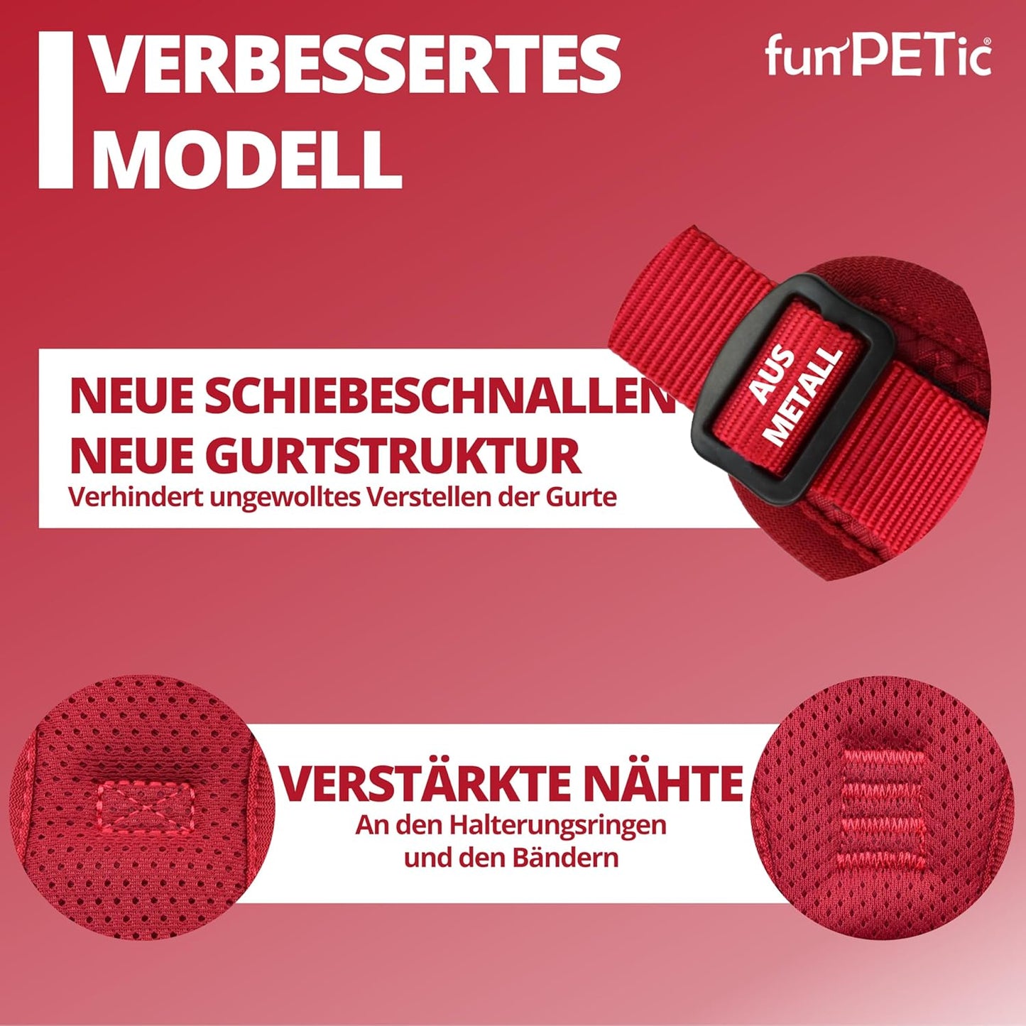 Anti-Zug Hundegeschirr - Essential, Rot M
