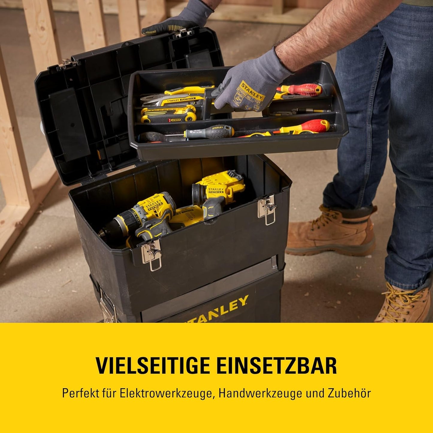 Rollbares Werkzeugboxen-Set, 1 Schwarz/Gelb