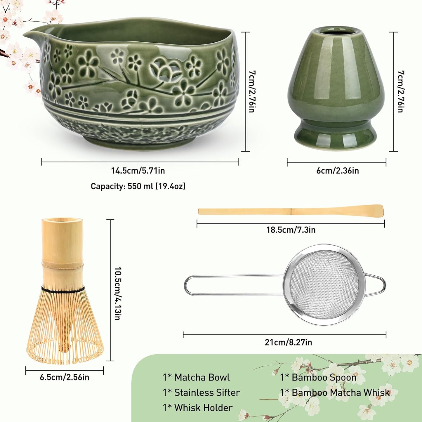 Matcha-Schneebesen-Set für Teeliebhaber, Dunkelgrün