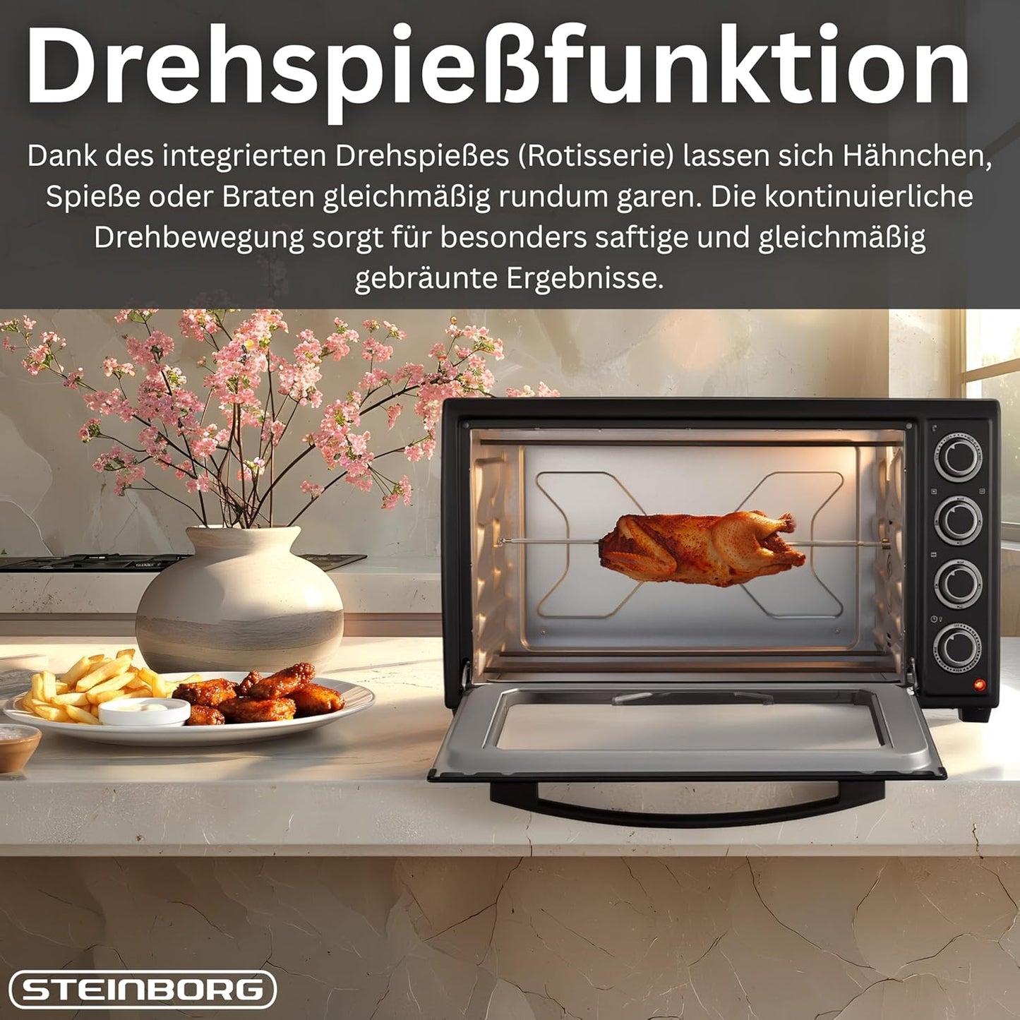 Minibackofen SB-3019 mit Umluft & Drehspiess