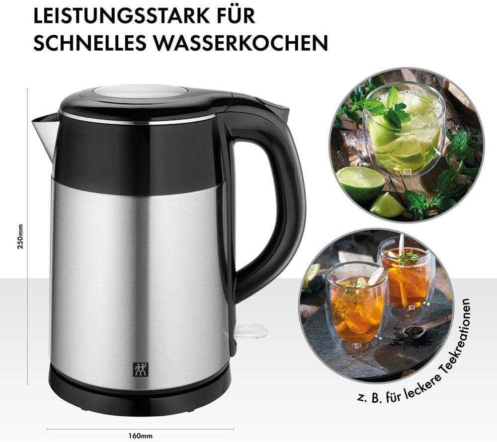 Edelstahl Wasserkocher 1,2L, Silber/Schwarz