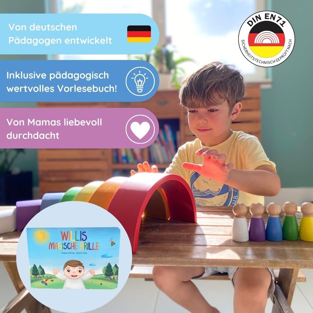 Regenbogen-Lernspielzeug mit Buch, Regenbögen, Figuren und neues Buch "Willis magische Brille"