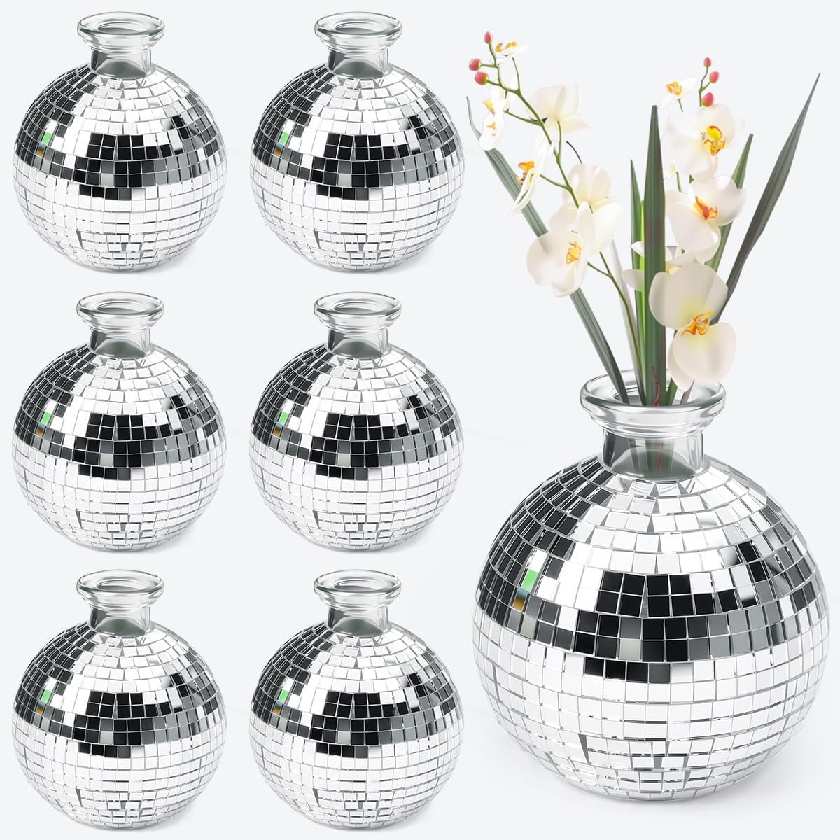 6 Stück Discokugel Mini-Vasen