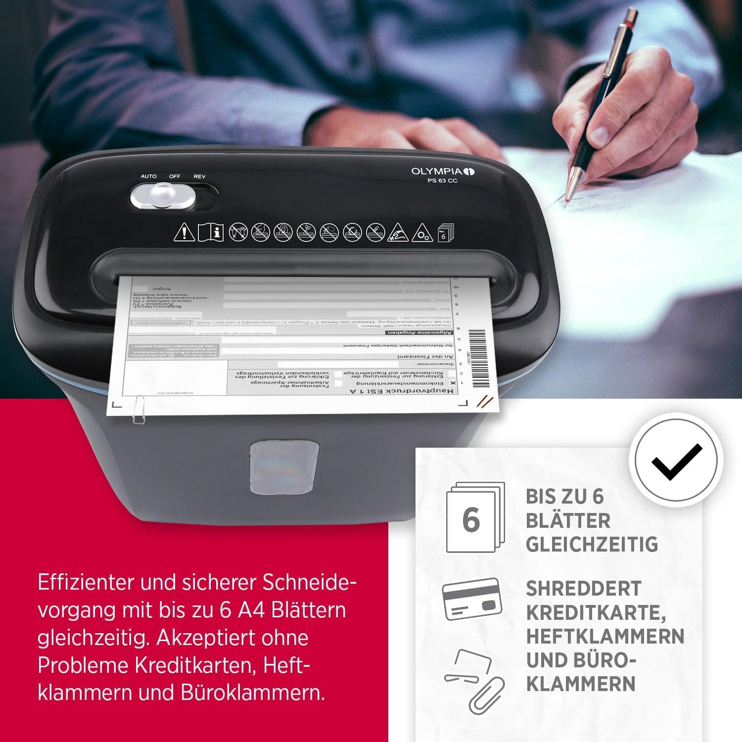 PS 63 CC Aktenvernichter für Papier & Kreditkarten