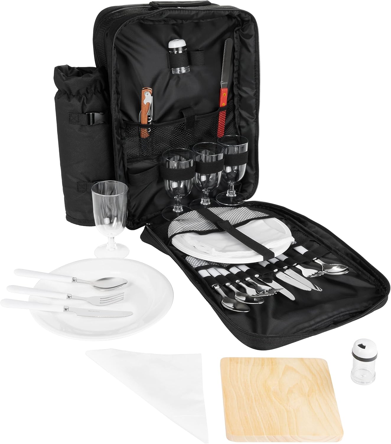 Picknickrucksack, Schwarz - 4 Personen