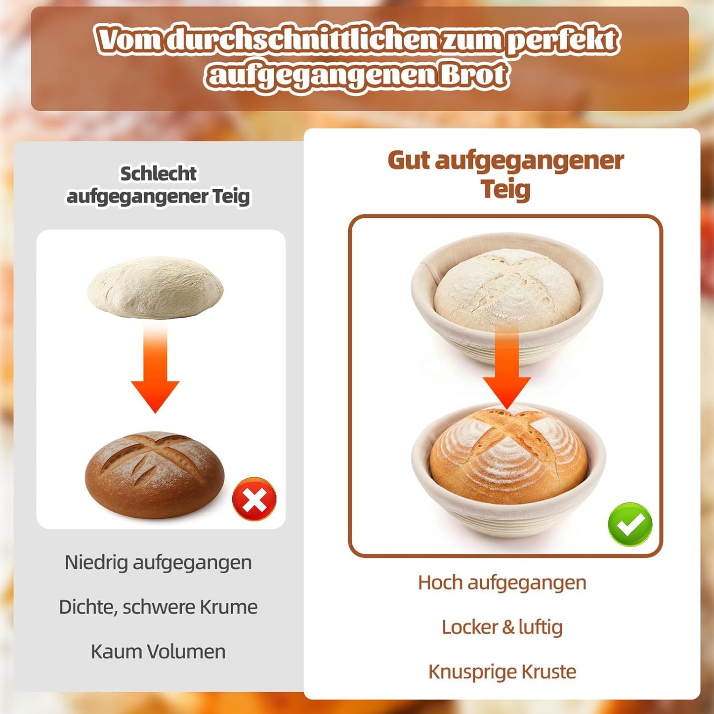 Gärkörbchen Starter Set, Rund+oval+sauerteig Glas