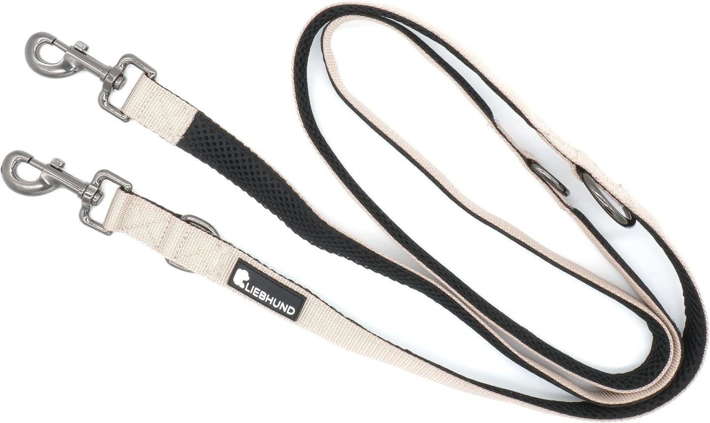Verstellbare Hundeleine mit Mesh-Gewebe, Beige/Schwarz