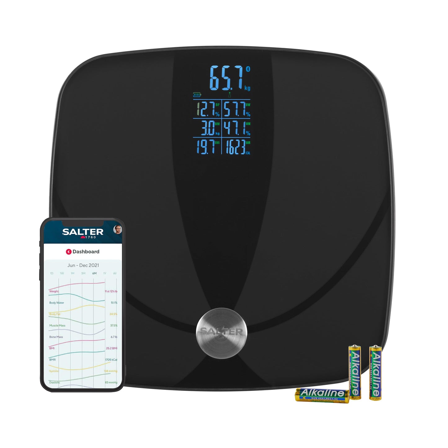 Digitale Analysewaage mit 17 Körpermetriken, Black